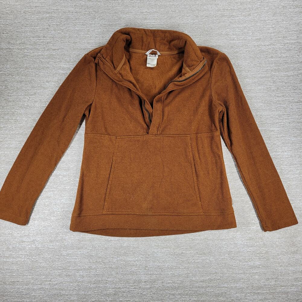 Avalanche Fleece Womens Small Rust Brown Quarter Zip Textured Pullover Top
